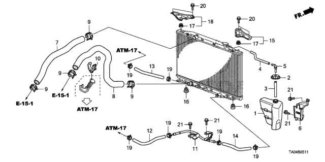 2010 Honda Accord Radiator Hose - Reserve Tank (V6) Diagram