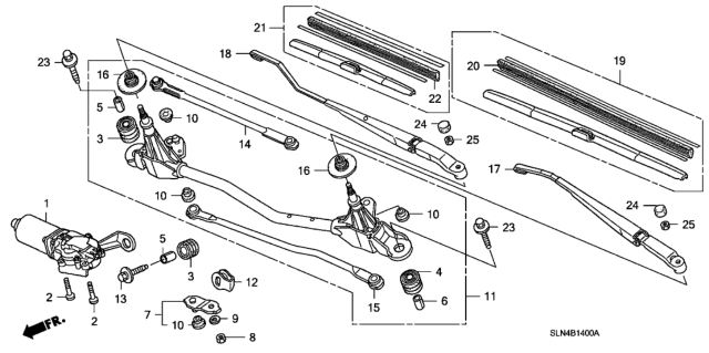 2007 Honda Fit Arm, Windshield Wiper (Passenger Side) Diagram for 76610-SLN-A01