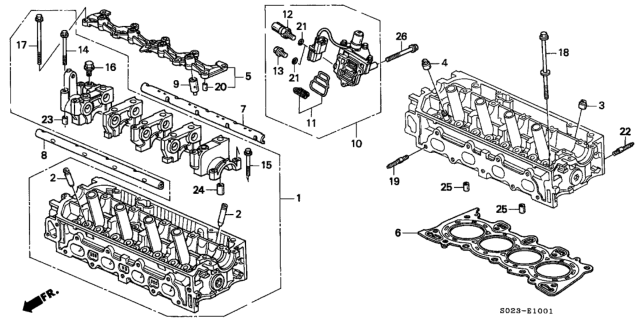 1996 Honda Civic Cylinder Head (V-TEC) Diagram