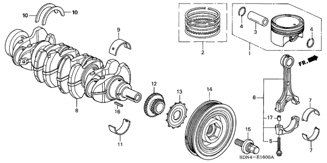 2003 Honda Accord Ring Set, Piston (Over Size) (0.25) (Teikoku) Diagram for 13021-PPA-003