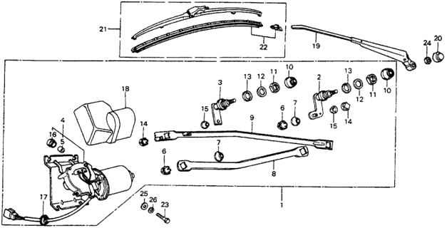 1976 Honda Civic Rubber, Wiper Mounting Diagram for 38448-579-305