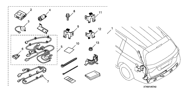 2015 Honda Odyssey Back-Up Sensor Attachment (Smart Start) Diagram
