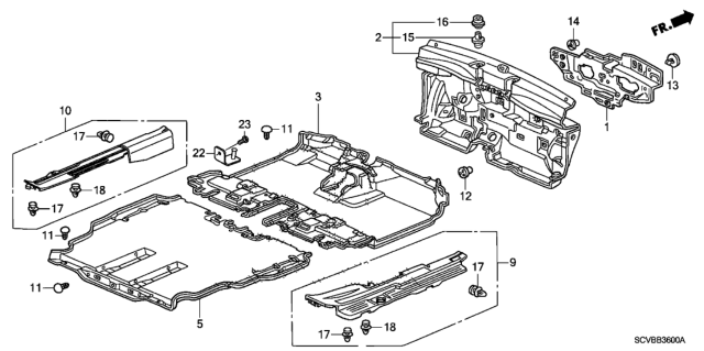 2011 Honda Element Holder, Floor Mat Diagram for 83304-SCV-A00