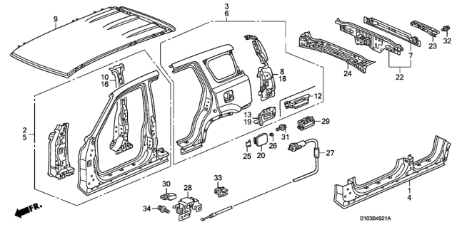 2001 Honda CR-V Panel Set, R. RR. (Outer) (DOT) Diagram for 04636-S10-A91ZZ