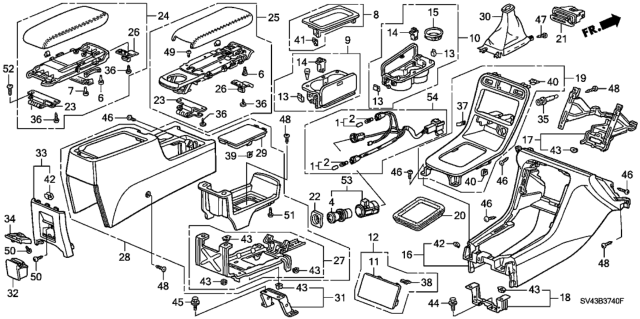 1995 Honda Accord Console, RR. *NH178L* (EXCEL CHARCOAL) Diagram for 83410-SV4-A01ZB