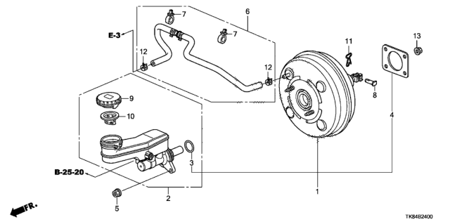 2014 Honda Odyssey Brake Master Cylinder  - Master Power Diagram