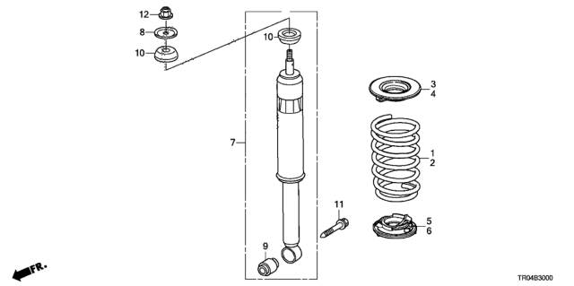 2012 Honda Civic Shock Absorber Assembly, Rear Diagram for 52610-TR0-A12