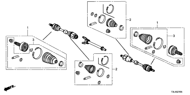 2014 Honda Accord Front Driveshaft Set Short Parts Diagram