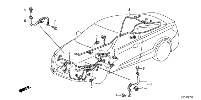 2012 Honda Accord Wire Harness, R. Side Diagram for 32140-TE0-A11