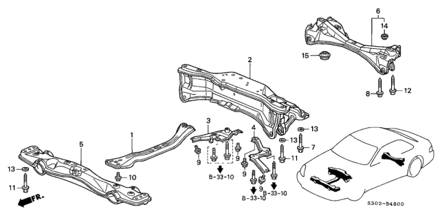 2000 Honda Prelude Beam, FR. Diagram for 50250-SS0-A01