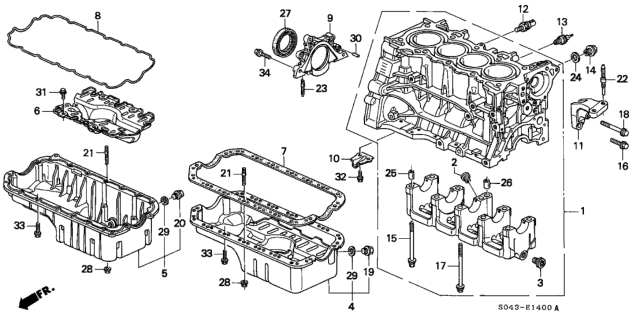 1996 Honda Civic Cylinder Block - Oil Pan Diagram