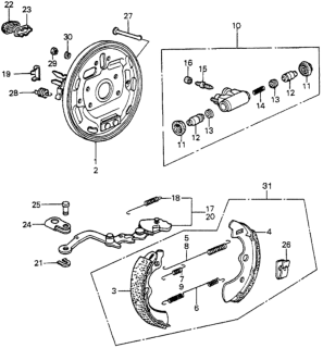 1982 Honda Prelude Cylinder Assembly, Right Rear Wheel Diagram for 43300-SA3-681