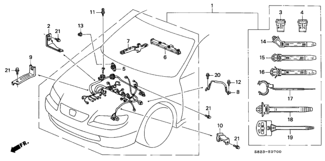 2000 Honda Accord Wire Harness, Engine Diagram for 32110-PAA-A11