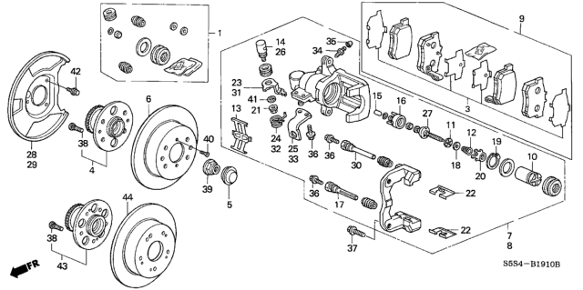 2002 Honda Civic Bearing Assembly, Rear Hub Unit Diagram for 42200-S5A-J01
