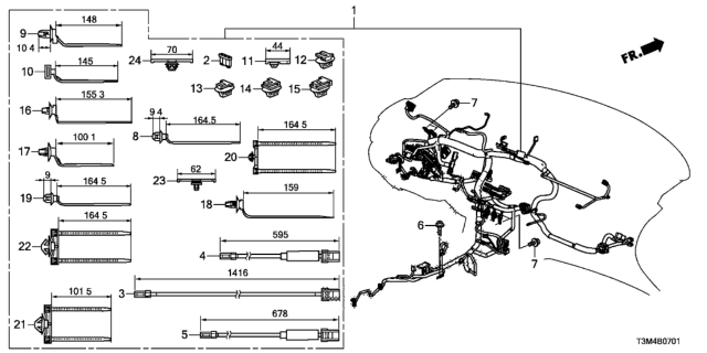 2017 Honda Accord Wire Harness, Instrument Diagram for 32117-T3L-A53
