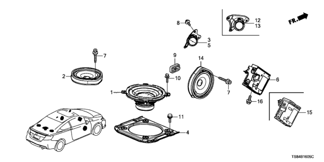 2013 Honda Civic Speaker Assembly, Driver Side Tweeter (Normal) (Pioneer) Diagram for 39125-TR3-A11