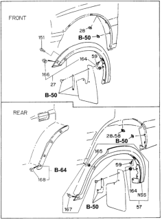 1995 Honda Passport Molding, R. RR. Wheel Arch Diagram for 8-97093-708-4