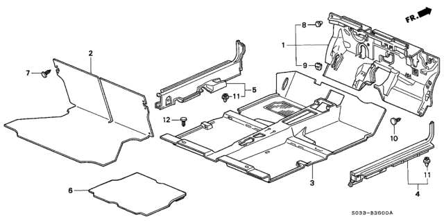 1997 Honda Civic Floor Mat, Trunk *NH178L* (EXCEL CHARCOAL) Diagram for 82320-S00-A00ZA