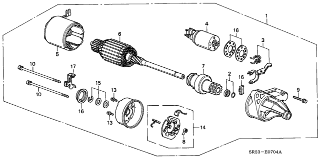 1993 Honda Del Sol Starter Motor (Hitachi) Diagram