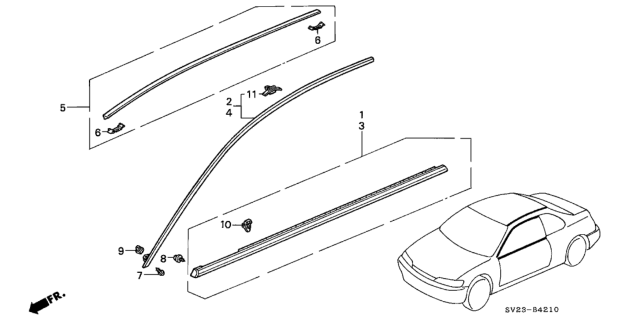 1994 Honda Accord Molding, R. Drip Roof Diagram for 72420-SV2-A11