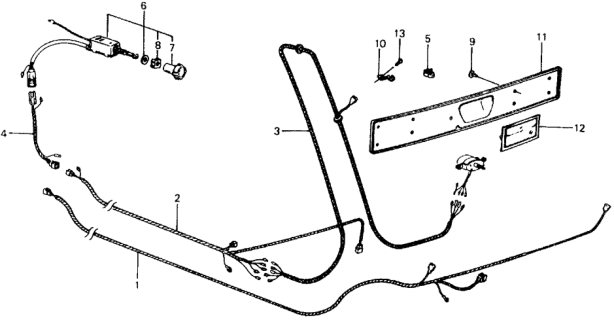 1979 Honda Civic Rear Wiper Wiring Harness (Optional) Diagram