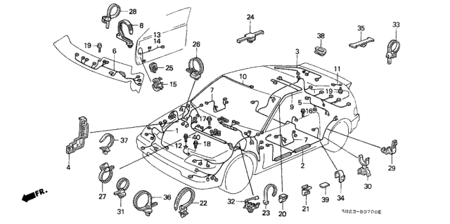 1991 Honda CRX Wire Harness, Cabin Diagram for 32100-SH2-A32