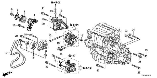 2012 Honda Civic Alternator Bracket  - Tensioner (2.4L) Diagram