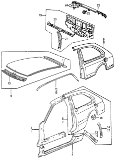 1985 Honda Accord Panel, Roof Diagram for 70110-SA5-340ZZ