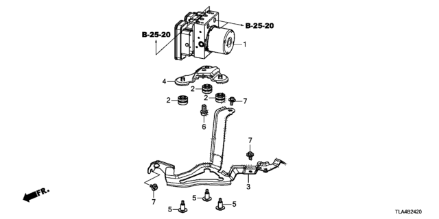 2020 Honda CR-V Modulator Assembly-, Vsa Diagram for 57100-TLA-A82