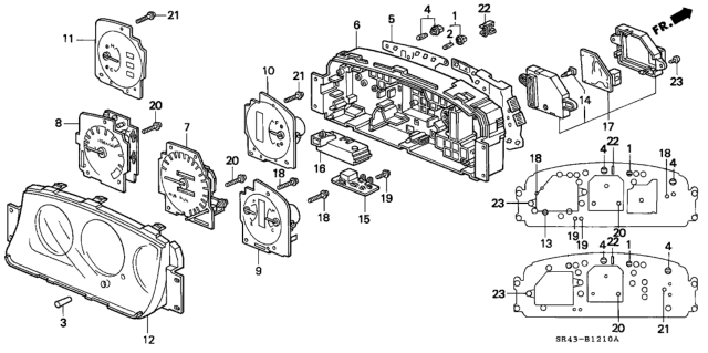1992 Honda Civic Tachometer Assembly Diagram for 78125-SR3-651