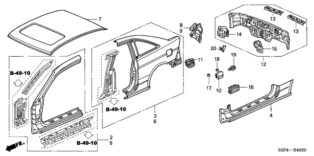2001 Honda Civic Outer Panel (Old Style Panel) Diagram
