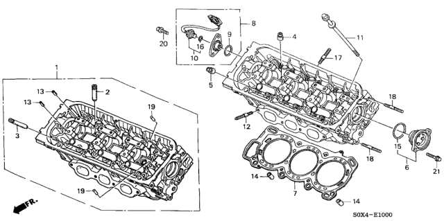 2000 Honda Odyssey Cylinder Head Assembly, Front Diagram for 12100-P8F-305