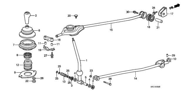1989 Honda CRX Rod, Gearshift Diagram for 54201-SH2-A00