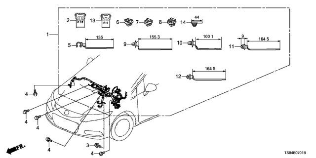 2014 Honda Civic Wire Harness, Instrument Diagram for 32117-TS8-A90