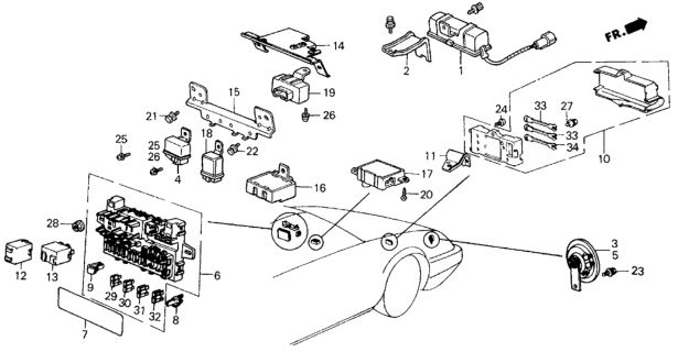 1984 Honda Civic Fuse Box - Relay - Horn Diagram