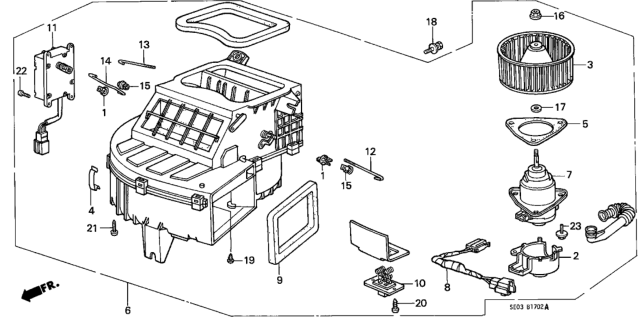 1988 Honda Accord Blower Assembly Diagram for 79300-SE0-A12