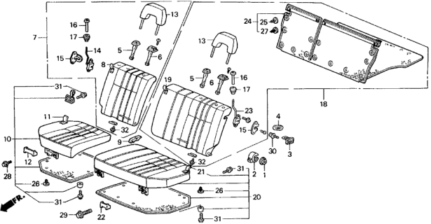 1988 Honda Civic Rear Seat (Exc. Wagovan) Diagram