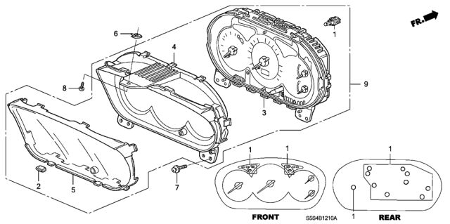 2003 Honda Civic Meter Assembly, Combination Diagram for 78100-S5T-A12