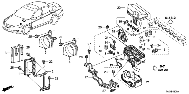 2011 Honda Accord Control Unit (Engine Room) (L4) Diagram
