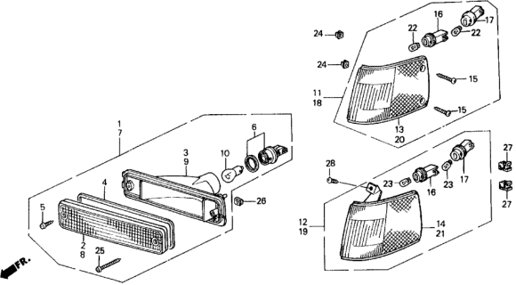 1991 Honda Civic Lens, Passenger Side Diagram for 34301-SH5-A02
