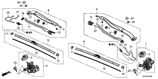 2017 Honda Clarity Fuel Cell Wiper Assembly, Windshield (Driver Side) Diagram for 76500-TRT-A03