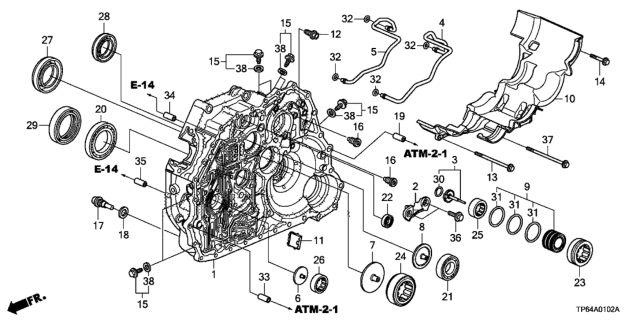 2015 Honda Crosstour AT Torque Converter Case (V6) Diagram