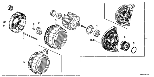 2017 Honda Civic Alternator (Reman) (Core Id 104211-3710) (Denso) Diagram for 31100-59B-003RM