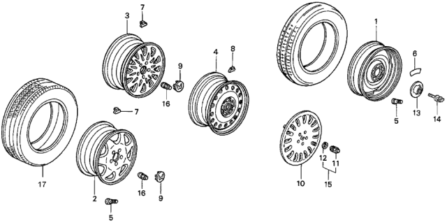 1998 Honda Odyssey Tire (P205/65R15) (92S) (M+S) (Bs) Diagram for 42751-BRI-061