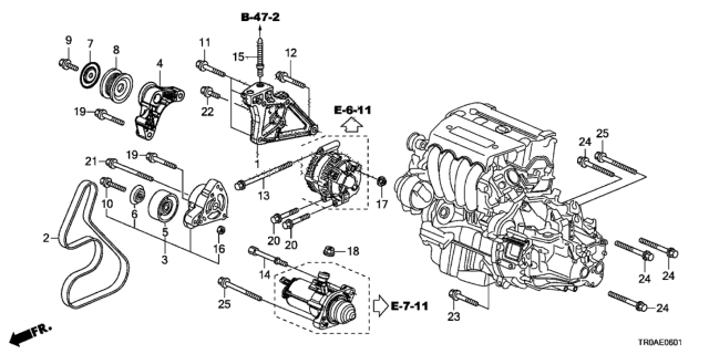 2013 Honda Civic Alternator Bracket  - Tensioner (2.4L) Diagram