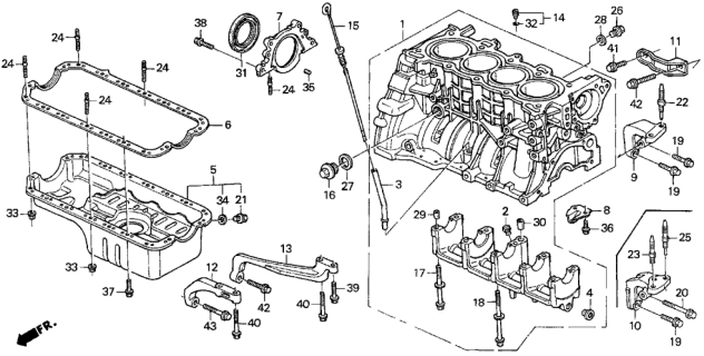 1993 Honda Del Sol Cylinder Block - Oil Pan Diagram
