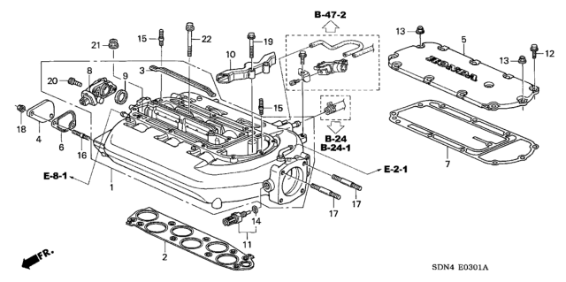 2004 Honda Accord Intake Manifold (V6) Diagram