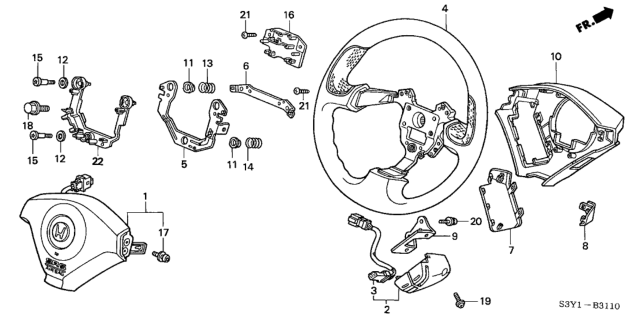2000 Honda Insight Steering Wheel (SRS) Diagram