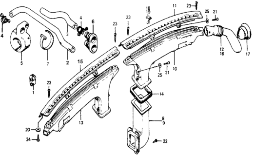 1978 Honda Accord Hose, Water Outlet Diagram for 39222-671-010