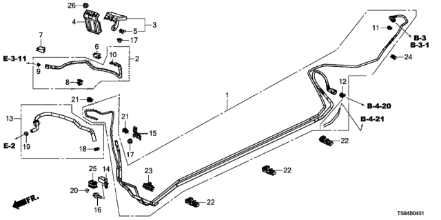 2015 Honda Civic Set,Fuel Pipe Assy Diagram for 16050-TR0-A91